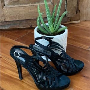 Chinese laundry black satin heels.